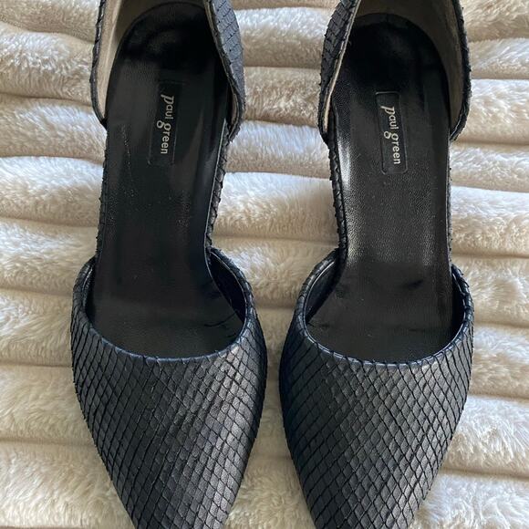 Paul Green Black Kitten Heels Snake Print Size 6 US 7.5 - Picture 1 of 5